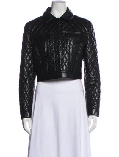 Pre-owned Alice And Olivia Faux Leather Biker Jacket In Black