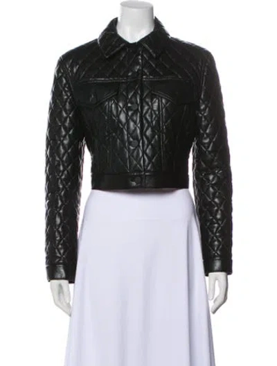 Pre-owned Alice And Olivia Faux Leather Biker Jacket In Black