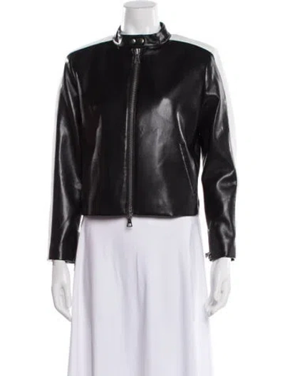 Pre-owned Alice And Olivia Faux Leather Biker Jacket In Black