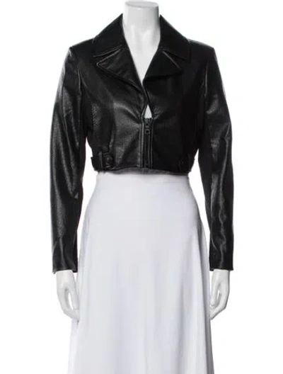 Pre-owned Alice And Olivia Faux Leather Biker Jacket In Black