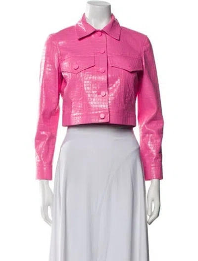 Pre-owned Alice And Olivia Faux Leather Biker Jacket In Pink