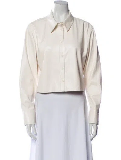 Pre-owned Alice And Olivia Faux Leather Biker Jacket In White