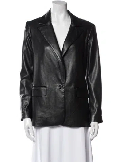 Pre-owned Alice And Olivia Faux Leather Blazer In Black