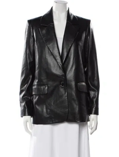 Pre-owned Alice And Olivia Faux Leather Blazer In Black