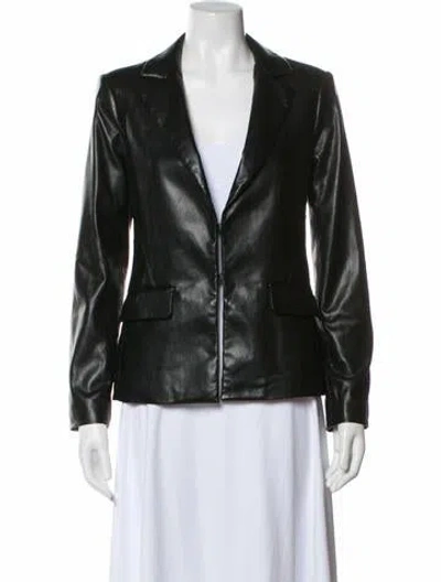 Pre-owned Alice And Olivia Faux Leather Blazer In Black