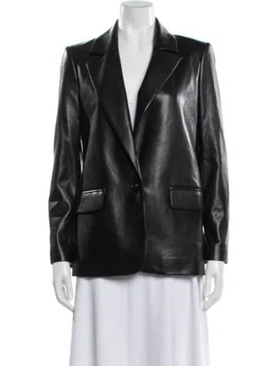 Pre-owned Alice And Olivia Faux Leather Blazer In Black
