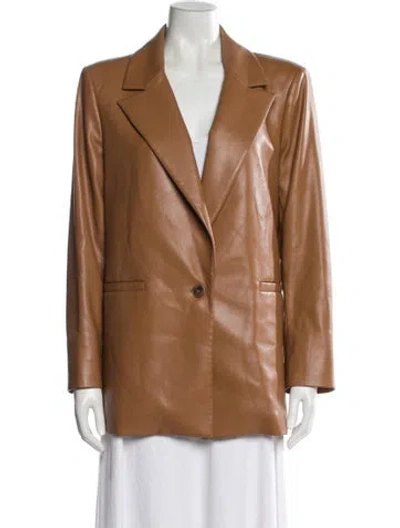 Pre-owned Alice And Olivia Faux Leather Blazer In Brown