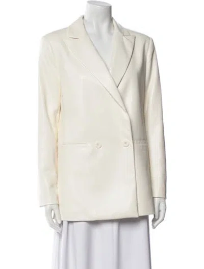 Pre-owned Alice And Olivia Faux Leather Blazer In Neutral
