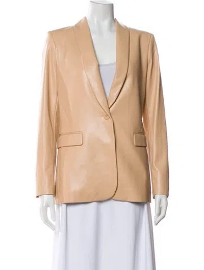Pre-owned Alice And Olivia Faux Leather Blazer In Neutral