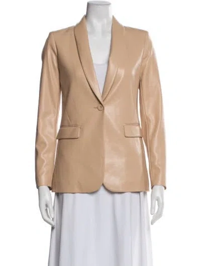 Pre-owned Alice And Olivia Faux Leather Blazer In Neutral