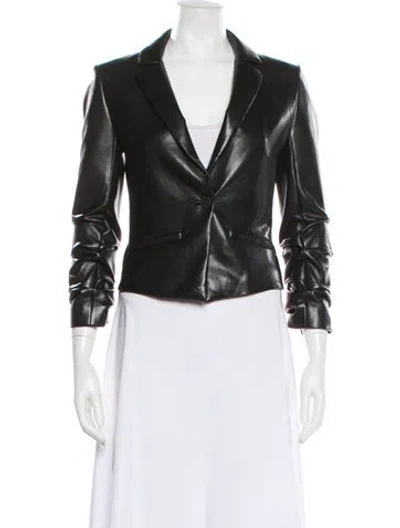 Pre-owned Alice And Olivia Faux Leather Blazer W/ Tags In Black