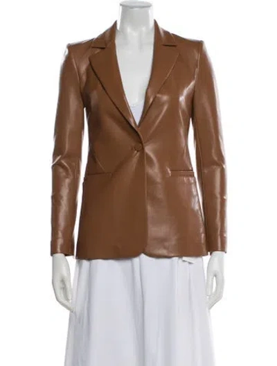Pre-owned Alice And Olivia Faux Leather Blazer W/ Tags In Brown