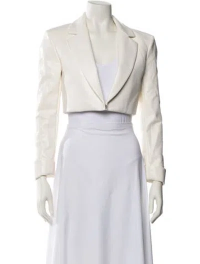 Pre-owned Alice And Olivia Faux Leather Blazer In White