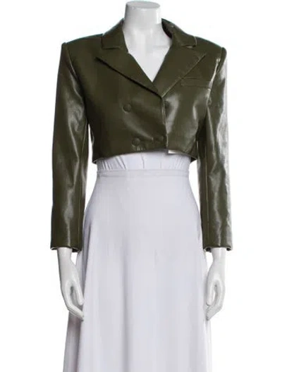 Pre-owned Alice And Olivia Faux Leather Bolero In Green