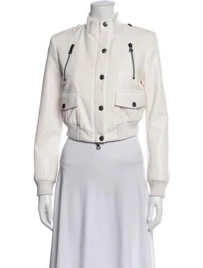 Pre-owned Alice And Olivia Faux Leather Bomber Jacket In Neutral