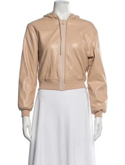 Pre-owned Alice And Olivia Faux Leather Bomber Jacket In Neutral