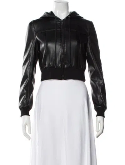 Pre-owned Alice And Olivia Faux Leather Bomber Jacket W/ Tags In Black