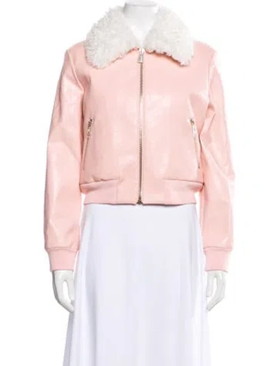 Pre-owned Alice And Olivia Faux Leather Bomber Jacket W/ Tags In Pink