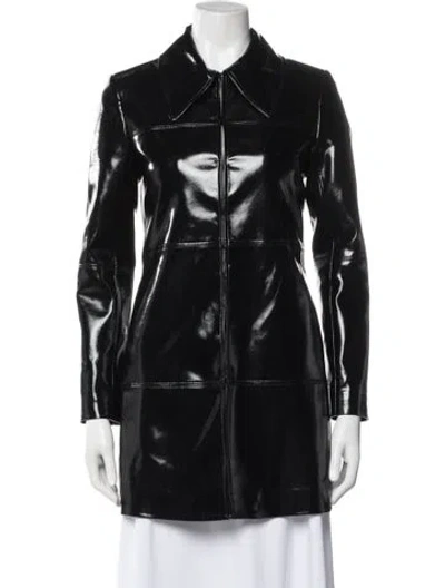 Pre-owned Alice And Olivia Faux Leather Coat In Black