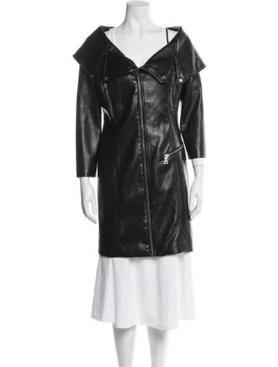 Pre-owned Alice And Olivia Faux Leather Coat In Black
