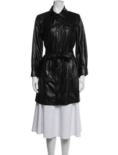 Pre-owned Alice And Olivia Faux Leather Coat In Black