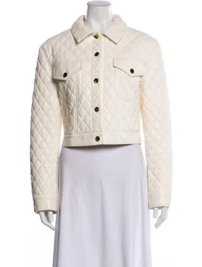 Pre-owned Alice And Olivia Faux Leather Denim Jacket In Neutral