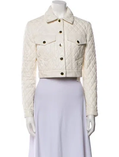 Pre-owned Alice And Olivia Faux Leather Denim Jacket In Neutral