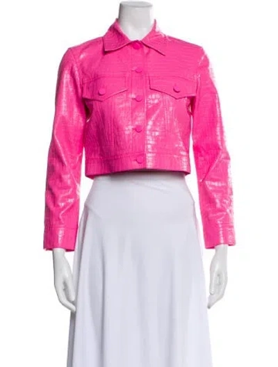 Pre-owned Alice And Olivia Faux Leather Down Jacket In Pink