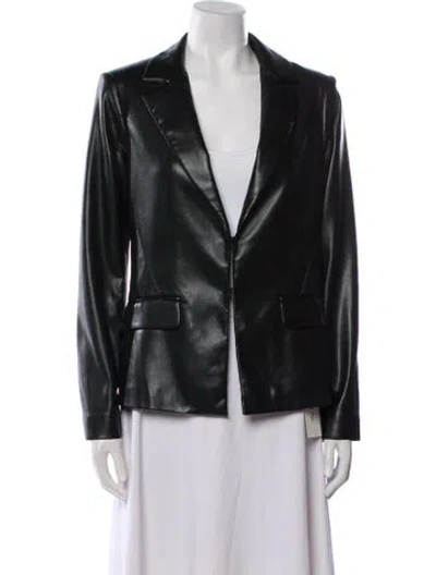 Pre-owned Alice And Olivia Faux Leather Down Jacket W/ Tags In Black