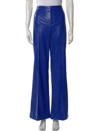 Pre-owned Alice And Olivia Faux Leather Flared Pants In Blue