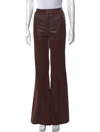 Pre-owned Alice And Olivia Faux Leather Flared Pants In Brown