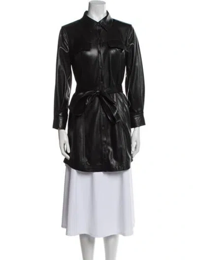 Pre-owned Alice And Olivia Faux Leather Jacket In Black
