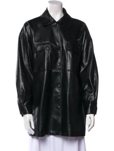 Pre-owned Alice And Olivia Faux Leather Jacket In Black