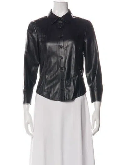 Pre-owned Alice And Olivia Faux Leather Jacket In Black