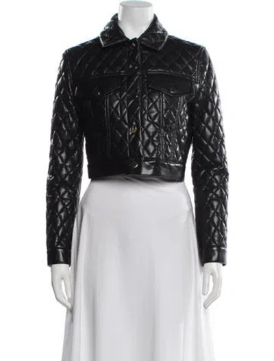 Pre-owned Alice And Olivia Faux Leather Jacket In Black