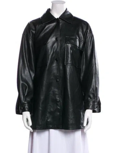 Pre-owned Alice And Olivia Faux Leather Jacket In Green