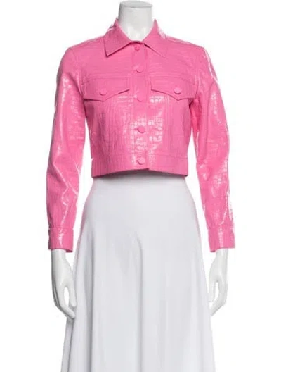 Pre-owned Alice And Olivia Faux Leather Jacket In Pink