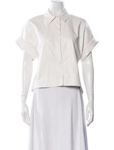 Pre-owned Alice And Olivia Faux Leather Jacket In White