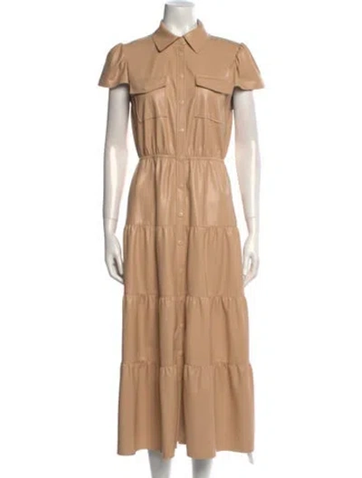 Pre-owned Alice And Olivia Faux Leather Long Dress In Neutral