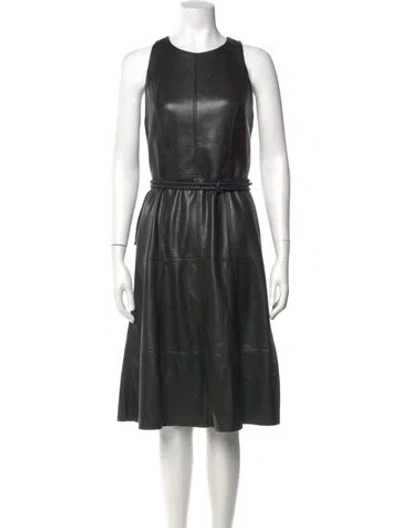 Pre-owned Alice And Olivia Faux Leather Midi Length Dress In Black