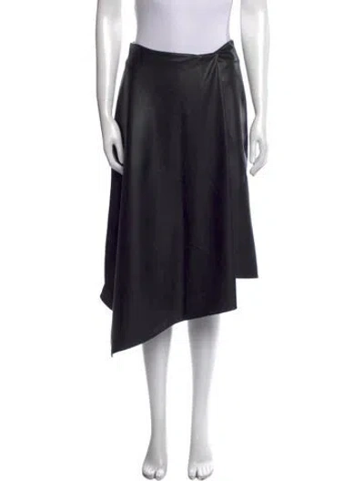 Pre-owned Alice And Olivia Faux Leather Midi Length Skirt In Black