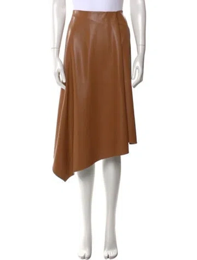 Pre-owned Alice And Olivia Faux Leather Midi Length Skirt W/ Tags In Brown