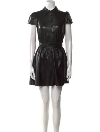 Pre-owned Alice And Olivia Faux Leather Mini Dress In Black