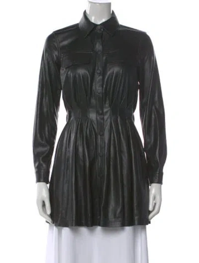 Pre-owned Alice And Olivia Faux Leather Mini Dress In Black
