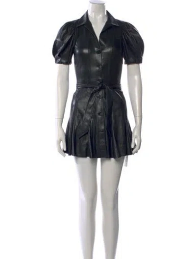 Pre-owned Alice And Olivia Faux Leather Mini Dress In Black