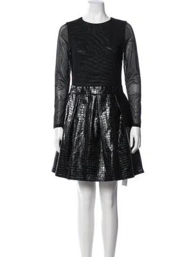 Pre-owned Alice And Olivia Faux Leather Mini Dress In Black