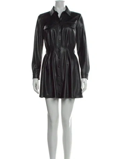 Pre-owned Alice And Olivia Faux Leather Mini Dress In Black