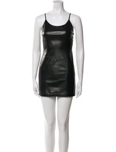 Pre-owned Alice And Olivia Faux Leather Mini Dress In Black