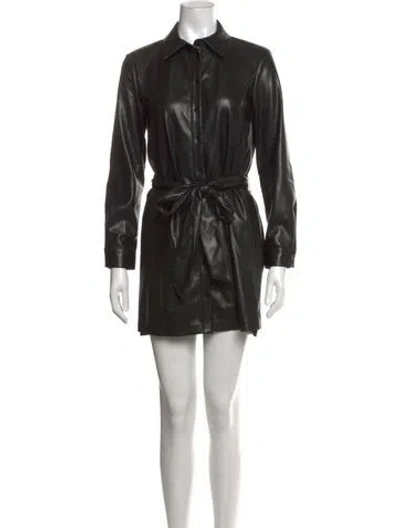 Pre-owned Alice And Olivia Faux Leather Mini Dress In Black