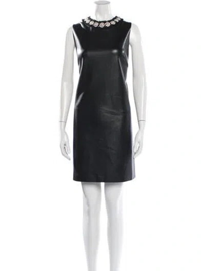 Pre-owned Alice And Olivia Faux Leather Mini Dress In Black
